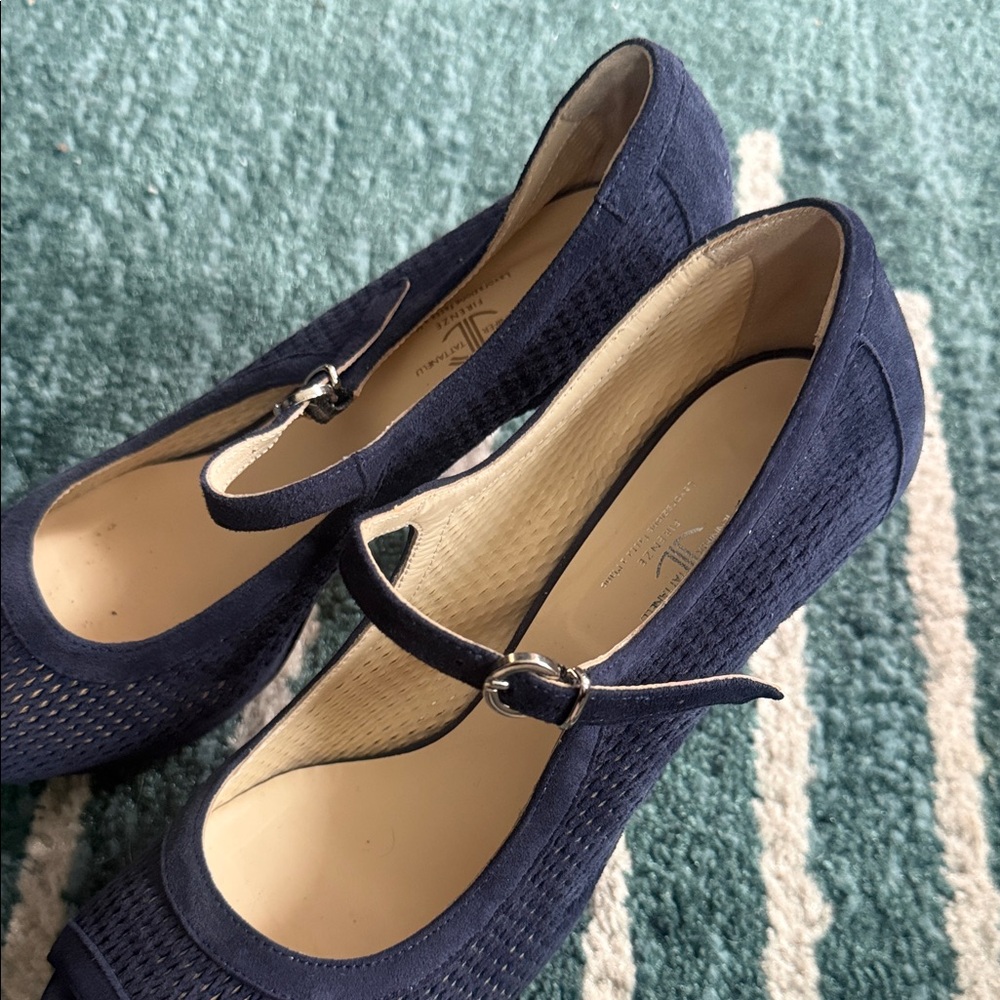 Navy Mary Jane Peep-Toe Heels for Women - Picture 3 of 10